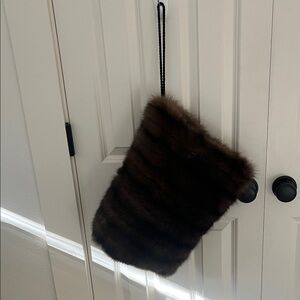 Source Unknown Brown Fur muff rare vintage with pocket inside